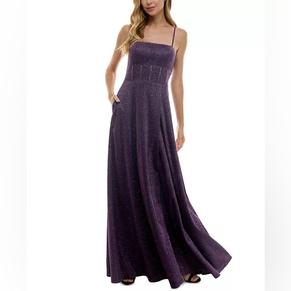 City Vibe Sz 3 Purple Iridescent Glitter Sparkly Babydoll Corset Formal Dress